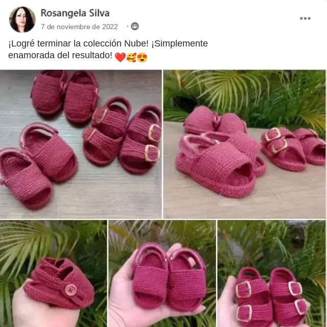 Publicación de una alumna con las sandalias de la colección Nube en color vino