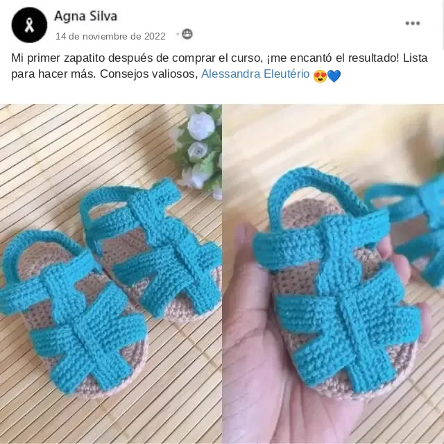 Publicación de una alumna con sandalias turquesa