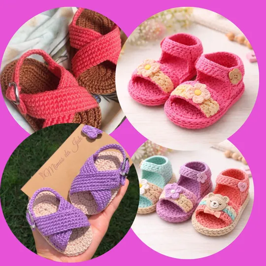 Sandalias cruzadas de crochet